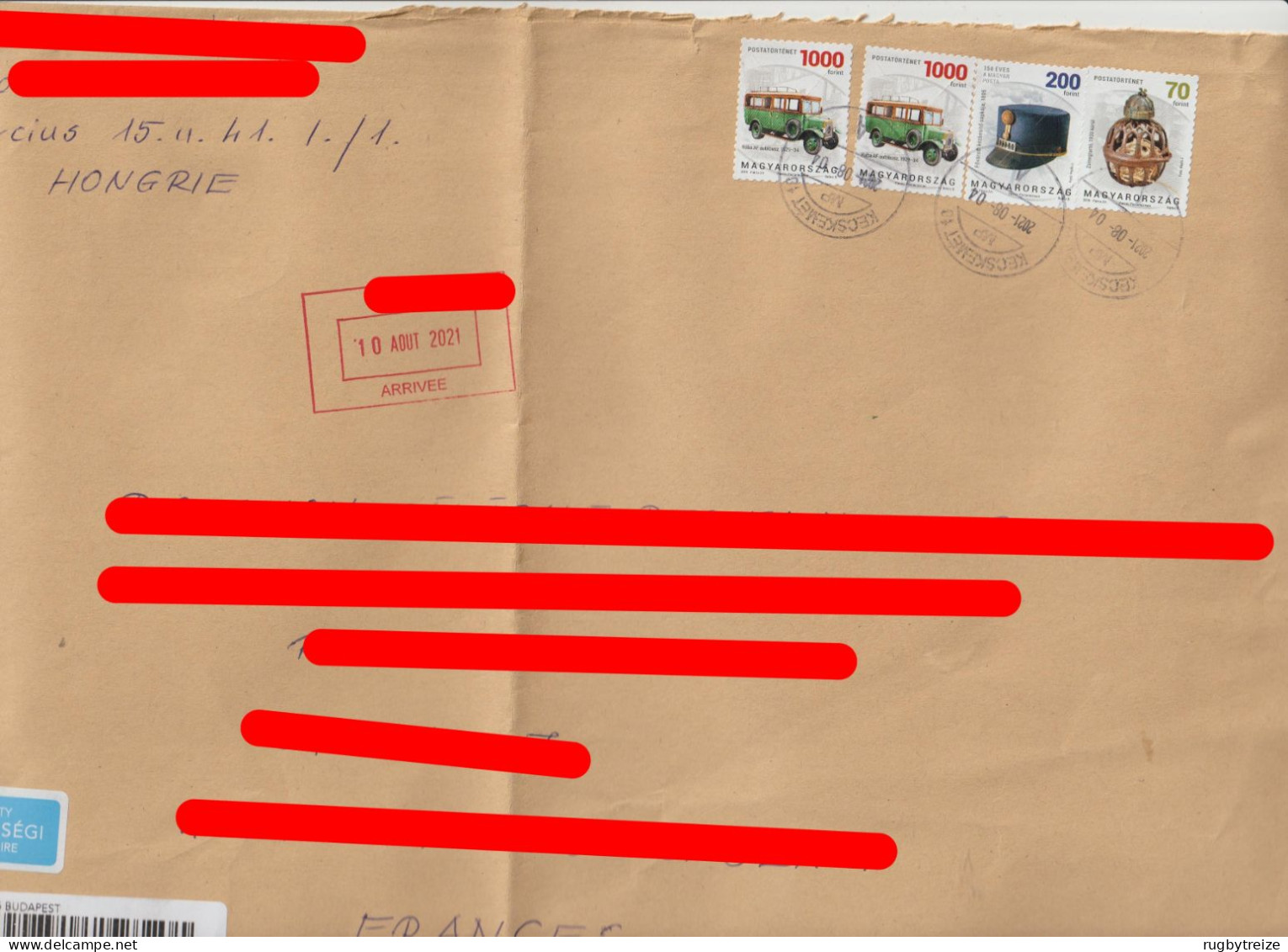 6663 Lettre Cover HONGRIE MAGYAR 2021 RECOMMANDE REGISTERED METIER FACTeuR LA POSTE POSTMAN Postbote Kecskemet - Storia Postale