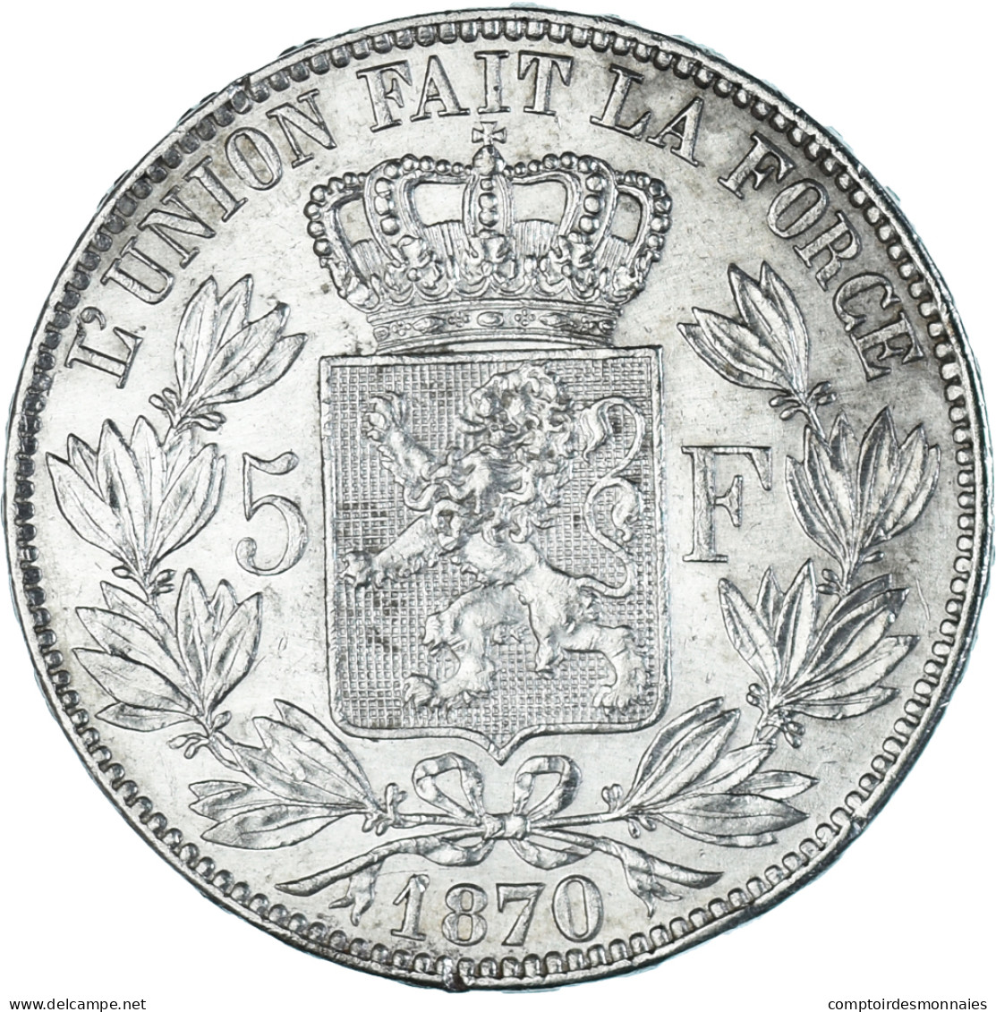 Monnaie, Belgique, Leopold II, 5 Francs, 5 Frank, 1870, TTB, Argent, KM:24 - 5 Francs