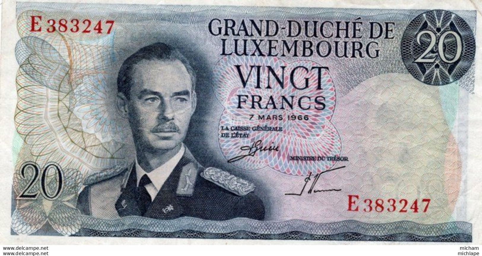 BILLET - LUXEMBOURG - 20 Francs  1966 - Luxemburg