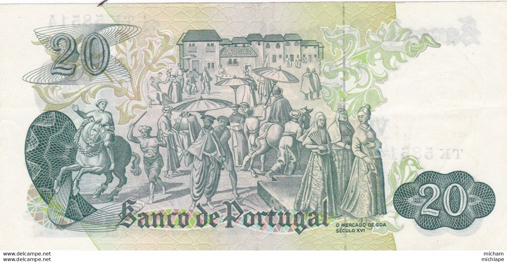 Billet  De  20 Escudos  Portugal  - T K 1971  - Ch 8  Tres Bon Etat - Portugal