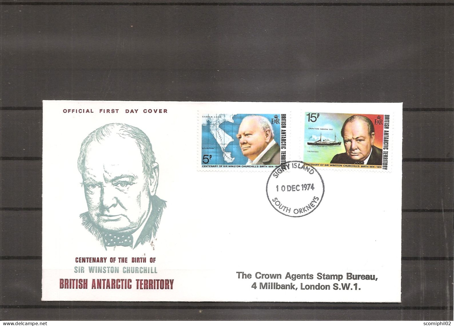 Churchill ( FDC Du Territoire Antarctique Britannique De 1974 à Voir) - Sir Winston Churchill