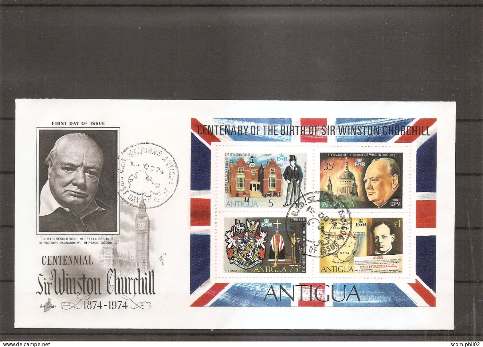 Churchill ( FDC De Antigua De 1974 à Voir) - Sir Winston Churchill