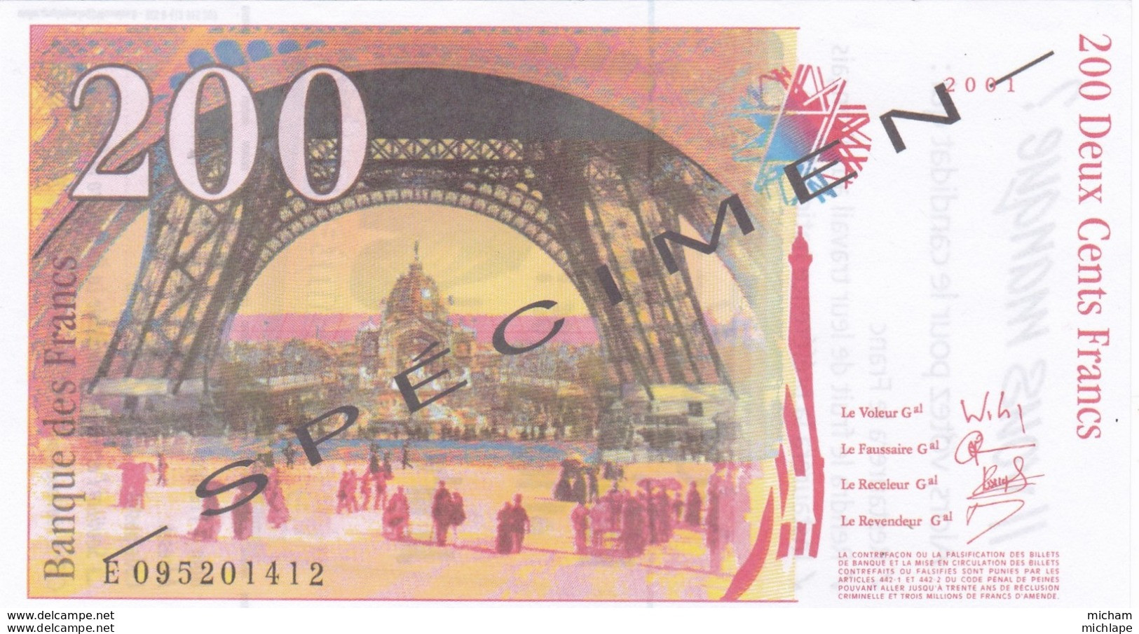 Billet Fictif - 200 €  Specimen - Neuf - Fiktive & Specimen