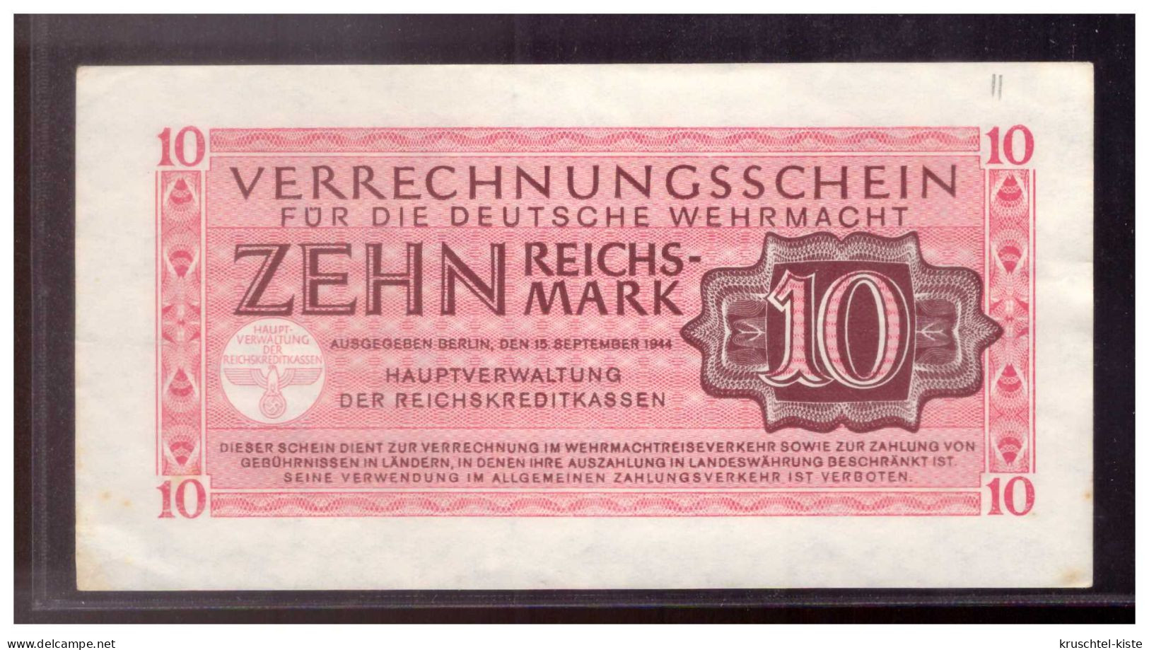 Dt-Reich (022708) 10 Reichsmark Verrechnungsschein Für Die Deutsche Wehrmacht - Verrechnungsscheine - Dt. Wehrmacht