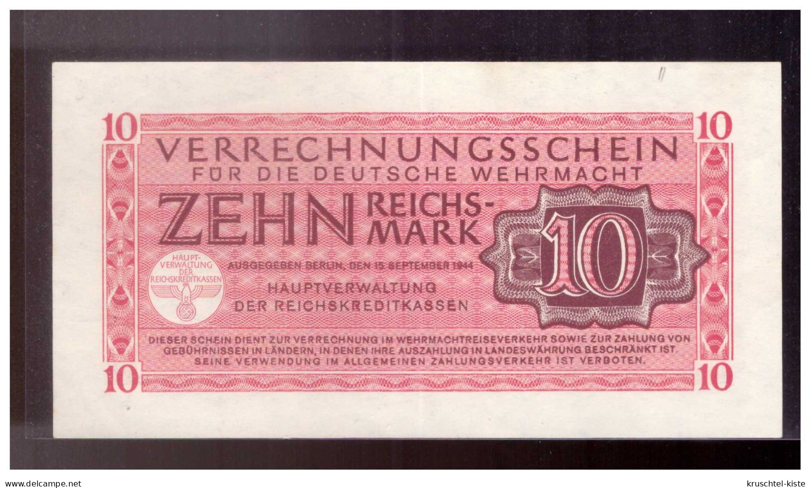 Dt-Reich (022709) 10 Reichsmark Verrechnungsschein Für Die Deutsche Wehrmacht - Verrechnungsscheine - Dt. Wehrmacht