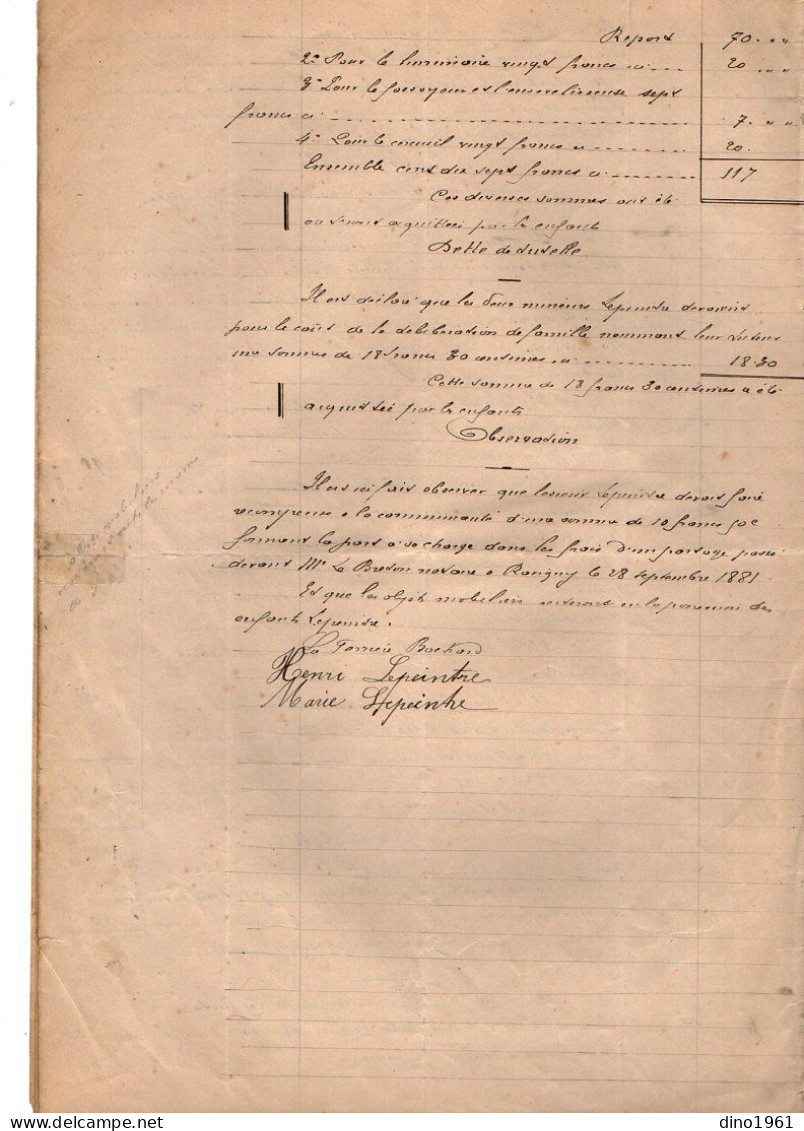 VP22.068 - 1892 - Notaire LE BRETON - Etat De Situation Après Les Décès De Mr & Mme LEPEINTRE à LA FERRIERE - BOCHARD - Manuscrits