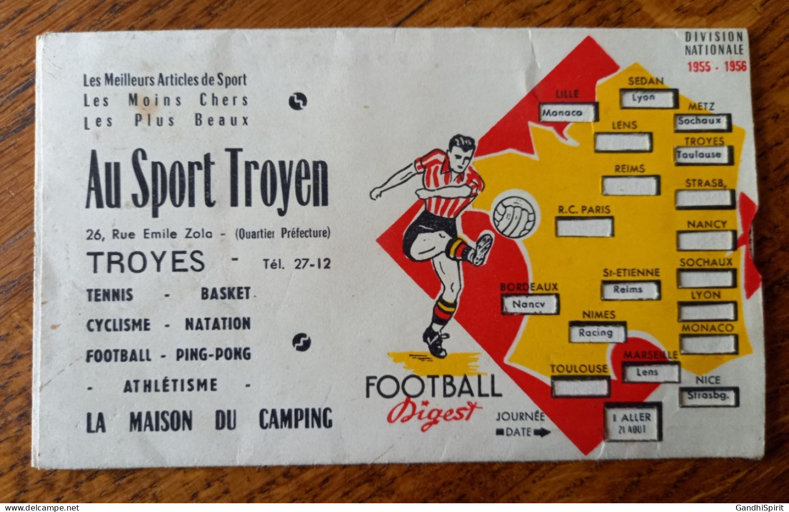 Image à Système De Tirette - Au Sport Troyen Football 1955 Paris Marseille Saint Etienne Reims Sedan Troyes Lens Metz - Altri & Non Classificati