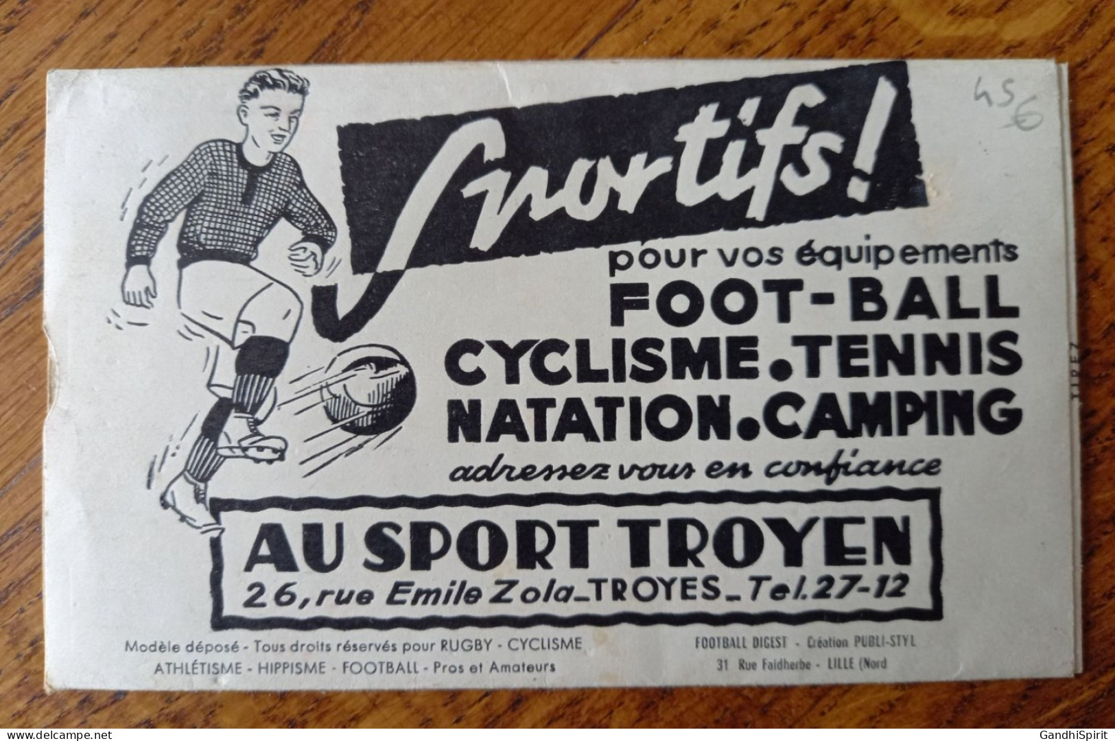 Image à Système De Tirette - Au Sport Troyen Football 1955 Paris Marseille Saint Etienne Reims Sedan Troyes Lens Metz - Altri & Non Classificati