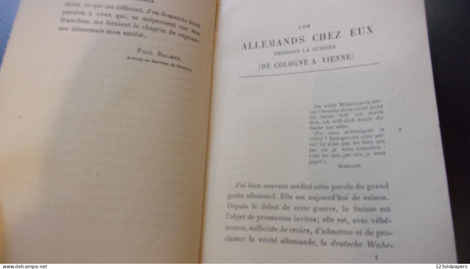 EDIT 1915 WWI  Les Allemands Chez Eux Pendant La Guerre  De Paul Balmer  IMPRESSIONS  D UN NEUTRE - Français