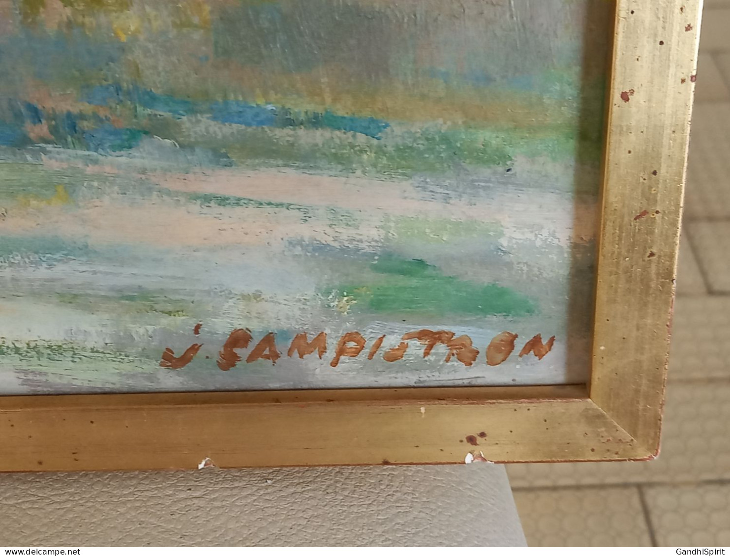 Signée Jean Campistron Vue Du Village De Broyes Dans La Marne - Huile Sur Toile - Olieverf