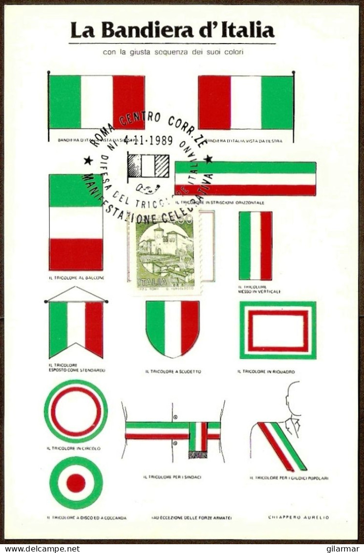 ITALIA ROMA 1989 - DIFESA DEL TRICOLORE - MANIFESTAZIONE CELEBRATIVA - CARTOLINA UFFICIALE - M - Autres & Non Classés
