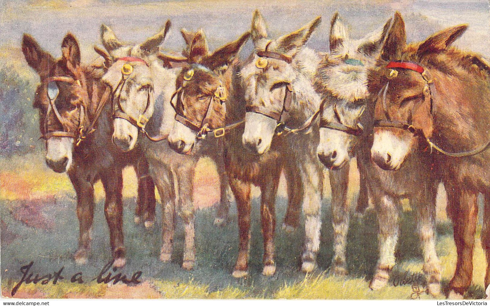 ANIMAUX - ANES - 6 Anes En Promenade - Carte Postale Ancienne - Donkeys