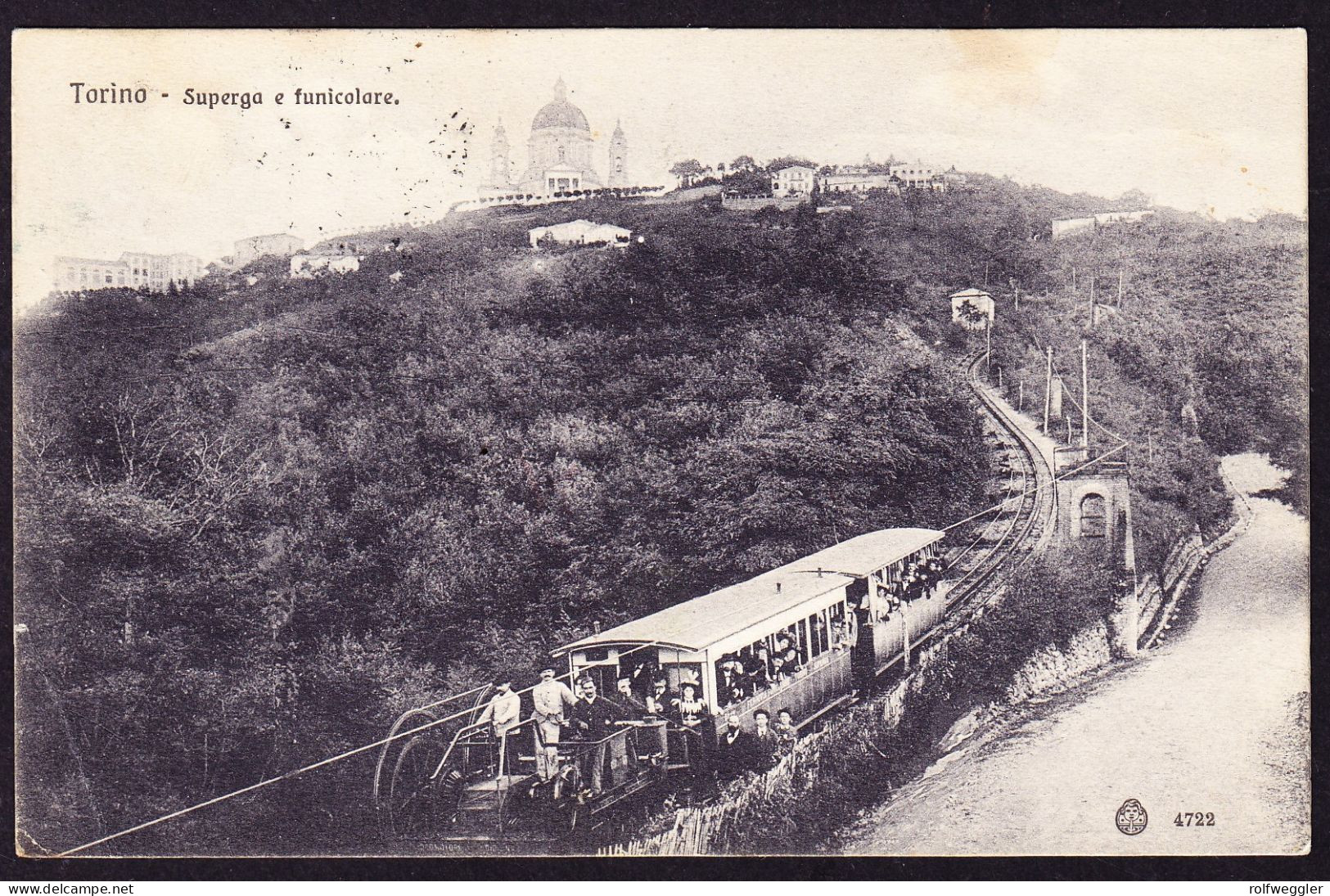 1910 Gelaufene AK Aus Torino, Superga E Funiculare. Bergbahn. Eckbug Unten Links - Transports