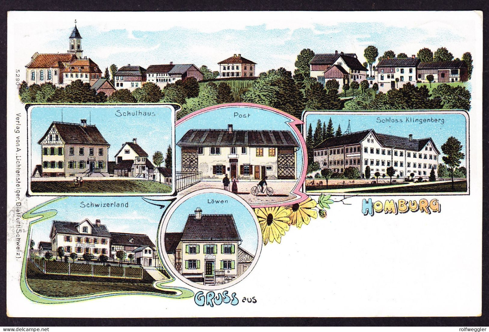 1905 Gelaufene Litho AK, 6 Bildrig, Gruss Aus Homburg. Mit Stabstempel HOMBURG - Sonstige & Ohne Zuordnung