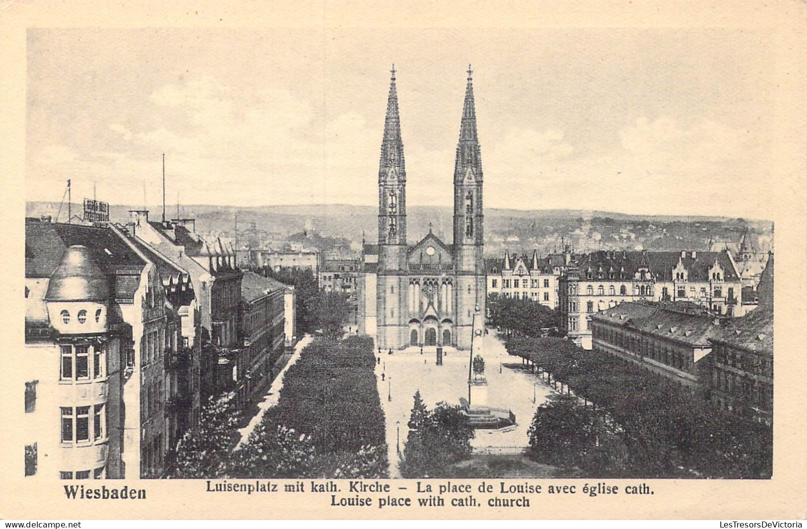 ALLEMAGNE - Wiesbaden - Luisenplatz Mit Kath Kirche - Carte Postale Ancienne - Wiesbaden