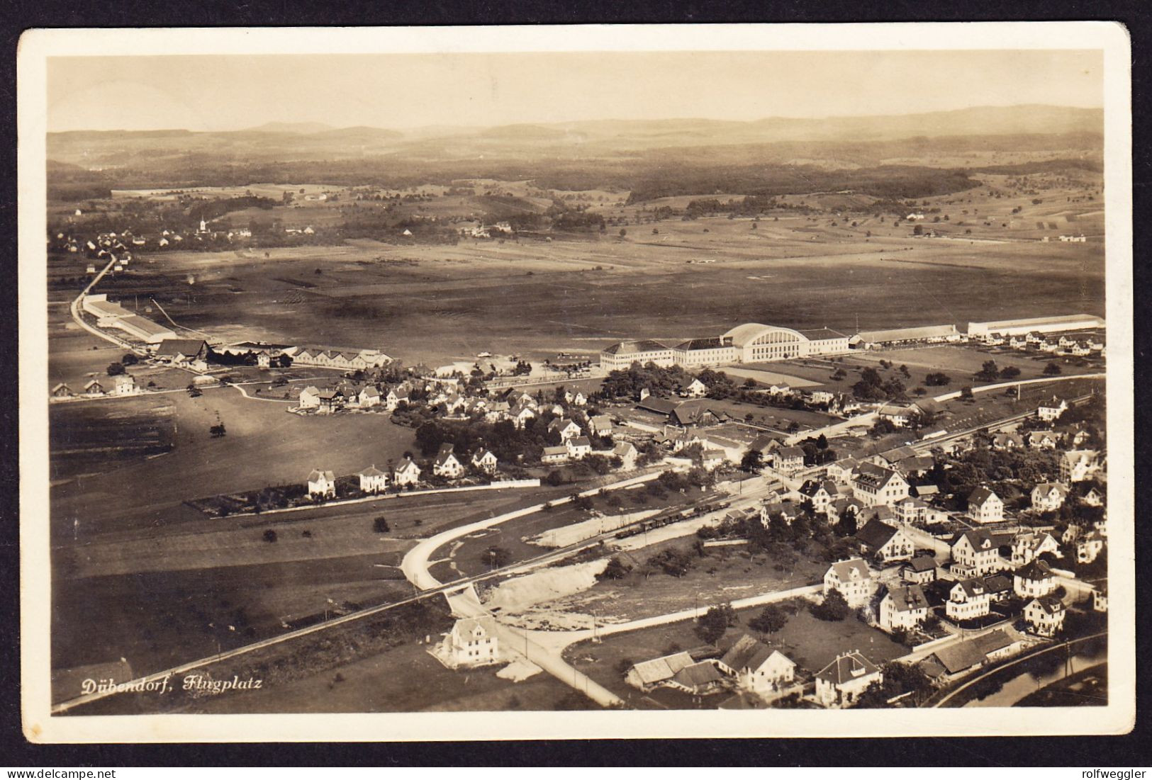 1929 Mit Feldpost Gelaufene Foto AK: Flugplatz Dübendorf. Flugansicht. - Dübendorf