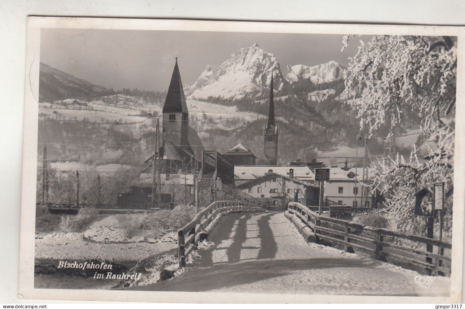 C8932) BISCHOFSHOFEN Im RAQUHREIF - Verschneite Brücke Richtung Kirchen - Tolle DETAILS 1939 - Bischofshofen