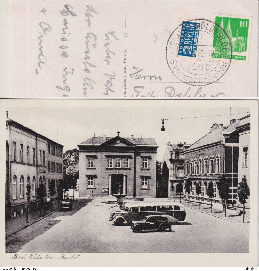 Bad Oldesloe - Markt  (Reisebus / Stormann-Schau)     1950 - Bad Oldesloe