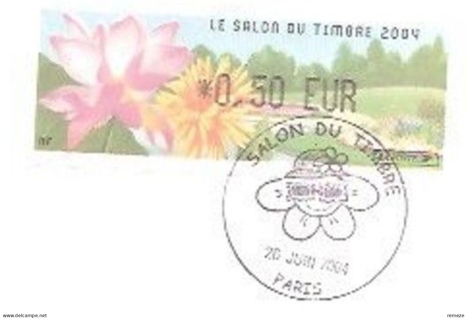 LISA - 2004 -  Salon Du Timbre Paris  ( 0,50 € Enveloppe Avec Cachet 1er Jour ) + Recu - 1999-2009 Viñetas De Franqueo Illustradas
