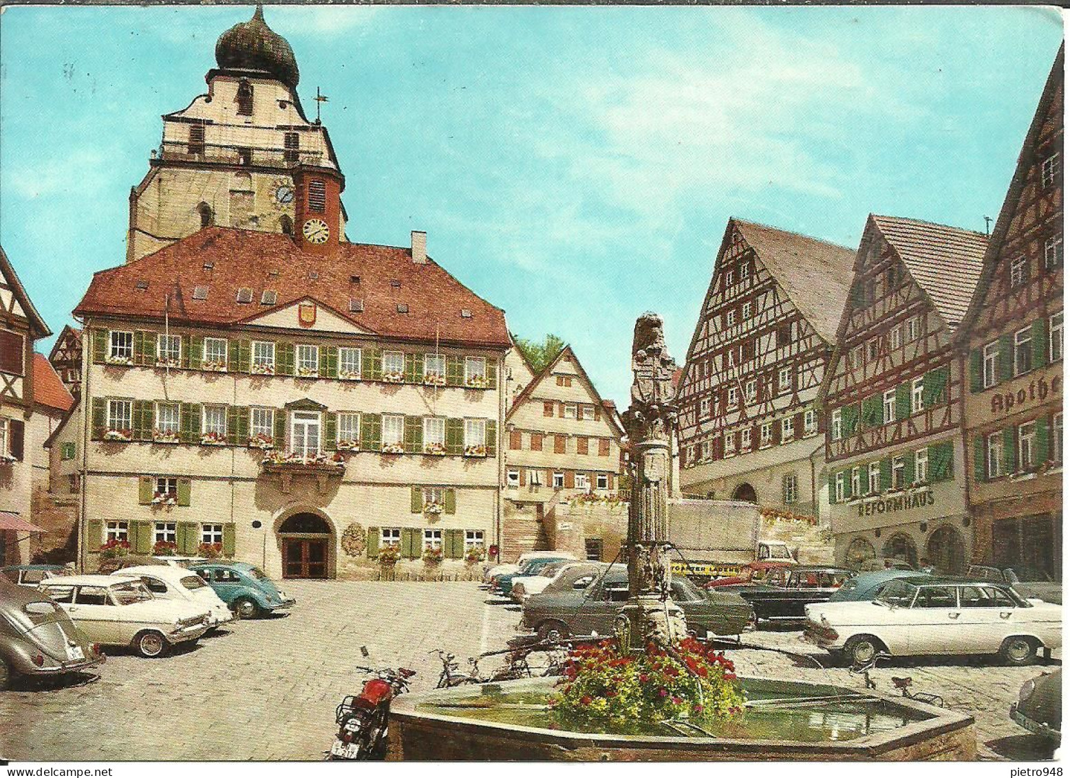 Herrenberg (Baden-Wurtt., Deutschland) Marktplatz, Marketplace, Oldtimer, Old Cars, Auto D'Epoca - Herrenberg