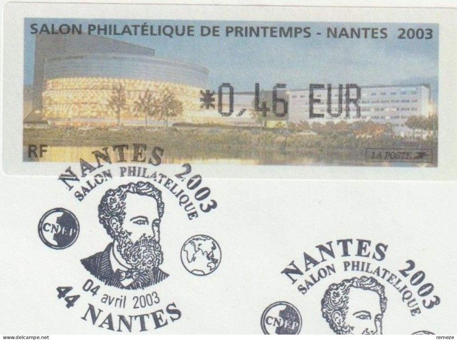 LISA - 2003 -  Nantes Salon De Printemps ( 0,46 € Enveloppe Avec Cachet 1er Jour ) + Recu Caisse Monéo 0.00 - 1999-2009 Viñetas De Franqueo Illustradas