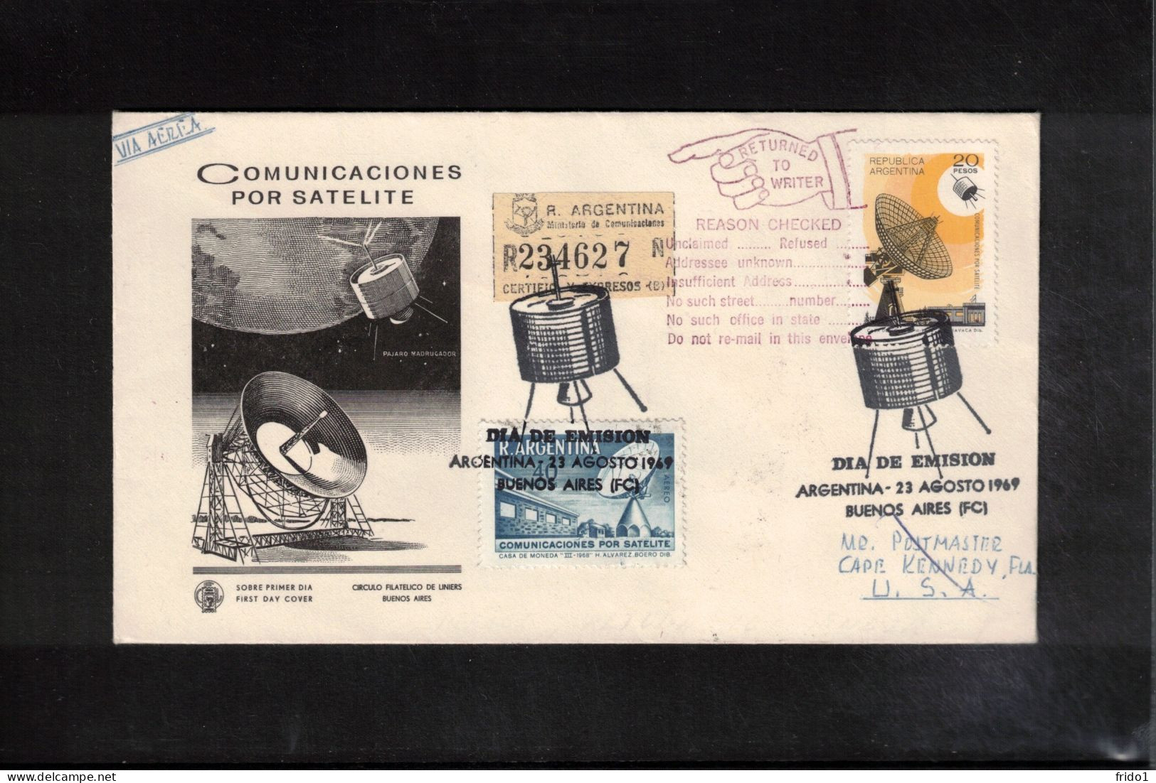 Argentina 1969 Space / Weltraum Communications By Satellites Interesting Registered Letter - South America