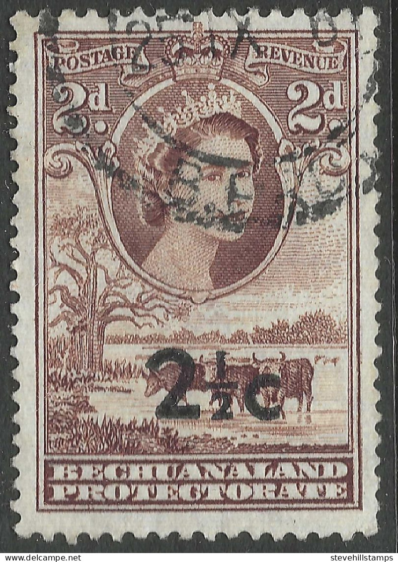 Bechuanaland Protectorate. 1961 Decimal Surcharges. 2½c On 2d Used SG 159 - 1885-1964 Bechuanaland Protectorate