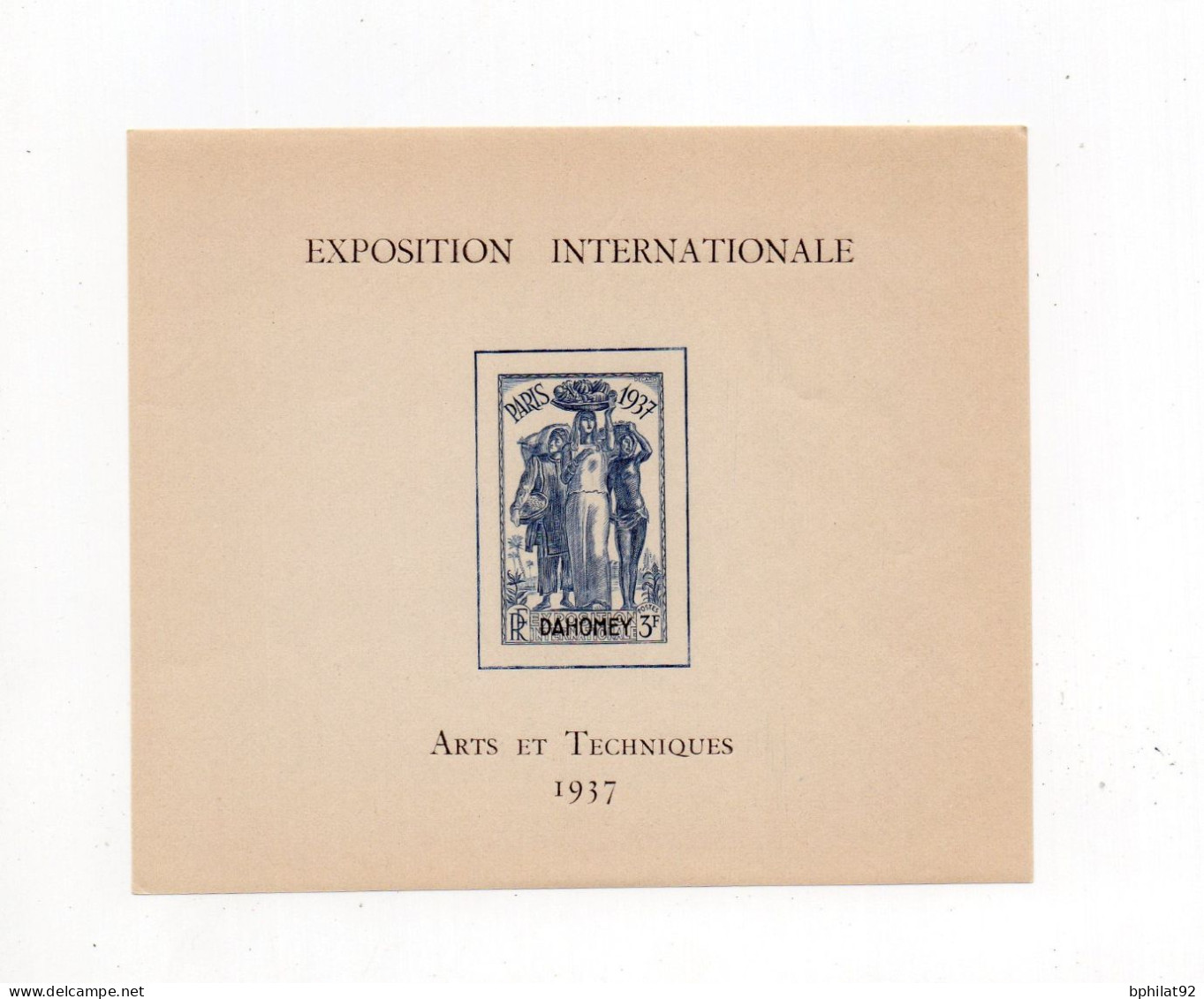 !!! DAHOMEY : BLOC FEUILLET N° 1 EXPOSITION INTERNATIONALE - ARTS & TECHNIQUES 1937 NEUF ** - Unused Stamps