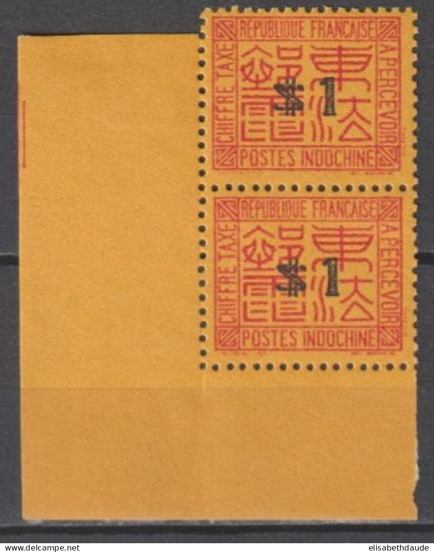 1931 - INDOCHINE - TAXE N°74 En PAIRE ** MNH - COTE = 42 EUR - Unused Stamps