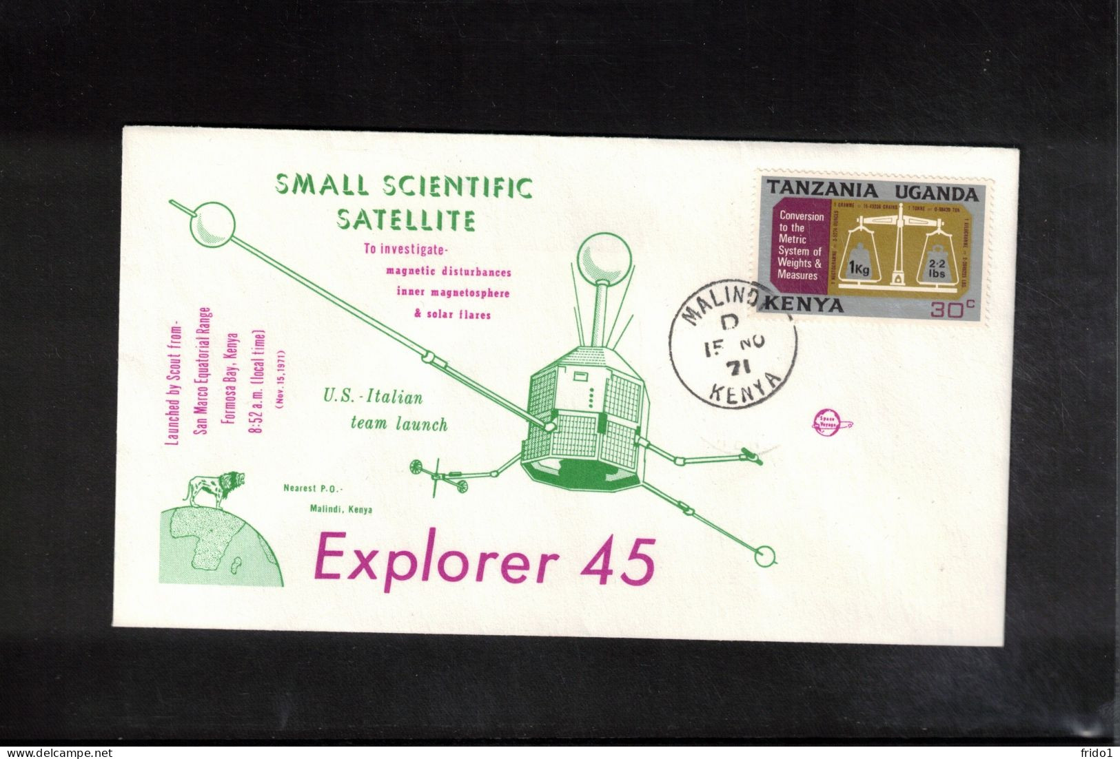 Kenya 1971 Space / Weltraum Small Scientific Satellite EXPLORER 45 Launched From Kenya Interesting Cover - Africa