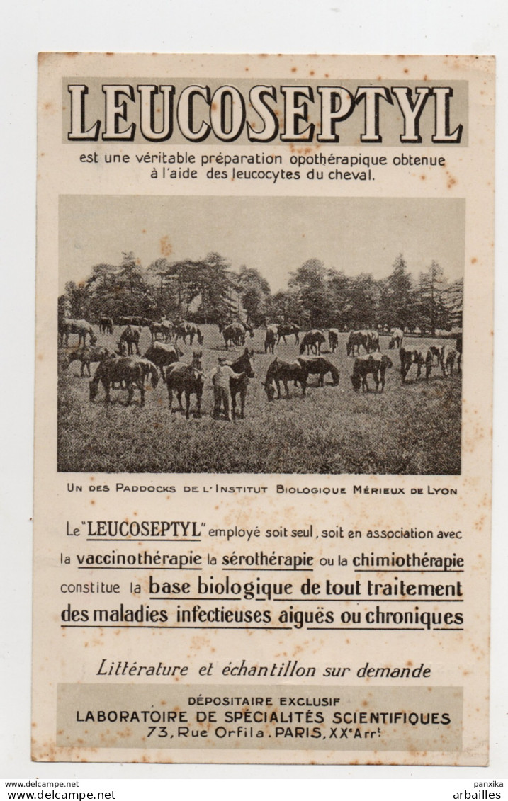 Préoblitéré Sur Carton Illustré. Leucoseptyl Pour Linxe.Illust: Paddocks Institut Merieux A Lyon. - Other & Unclassified