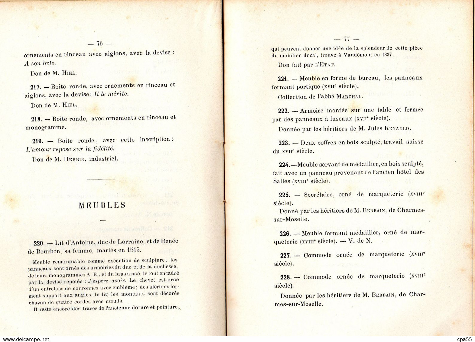 MEURTHE & MOSELLE  -  NANCY  -  CATALOGUE DES OBJETS D'ART ET D'ANTIQUITE DU MUSEE HISTORIQUE LORRAIN - 1887 - Lorraine - Vosges