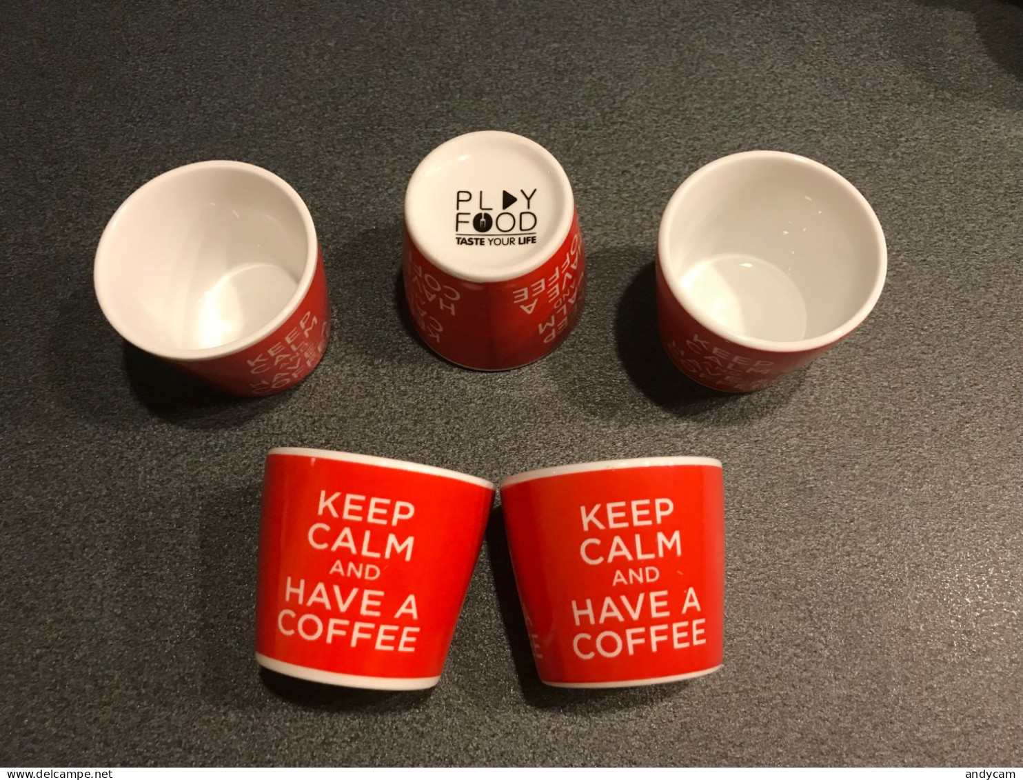 TAZZINE KEEP CALM CERAMICA HAVE A COFFEE ROSSO SET 5 PEZZI - Non Classés