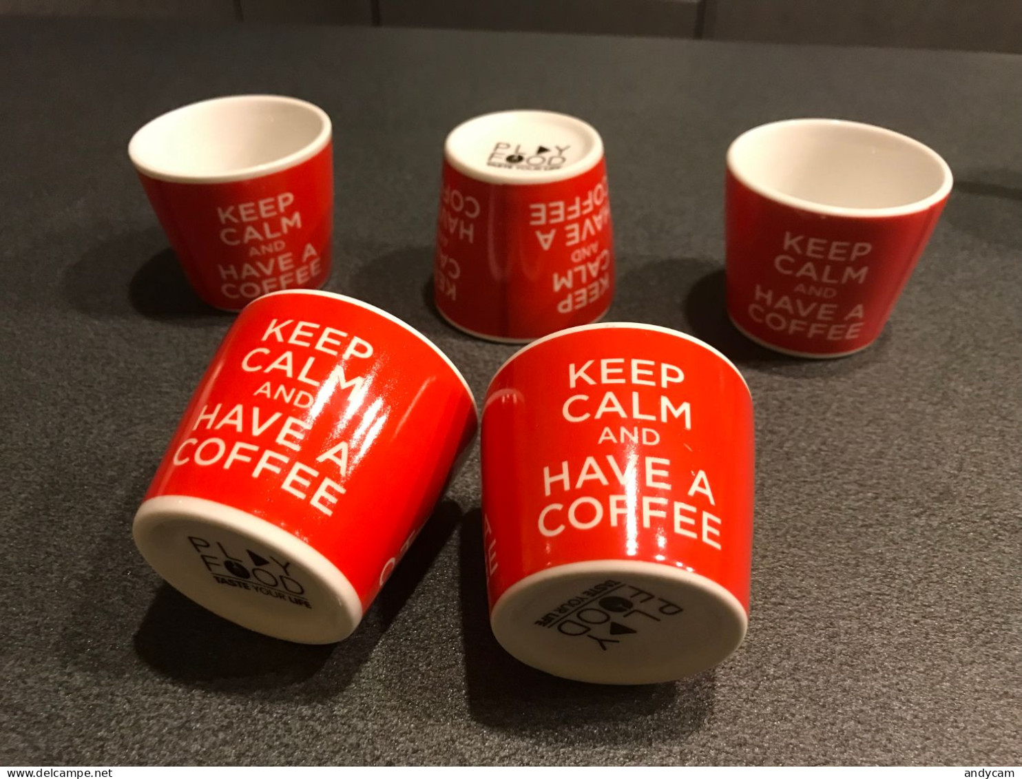 TAZZINE KEEP CALM CERAMICA HAVE A COFFEE ROSSO SET 5 PEZZI - Non Classés