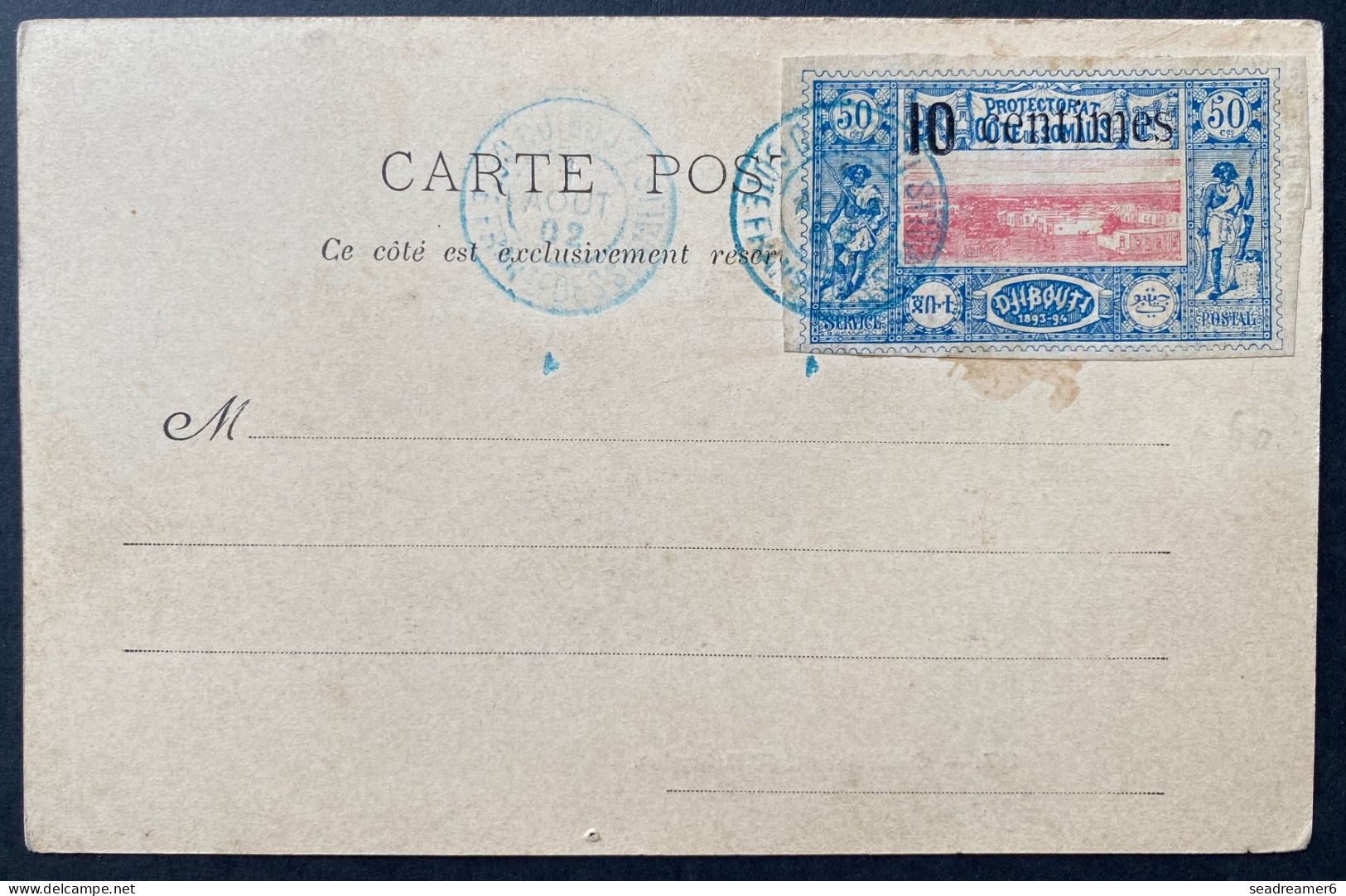 Cotes Des SOMALIS Carte Postale D'Ethiopie GUILDESSA N°29 10c Sur 50c Oblitéré Dateur Bleu De DJIBOUTI TTB - Briefe U. Dokumente