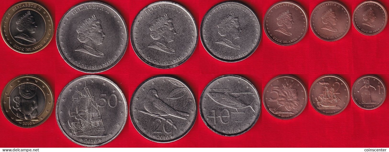Cook Islands Set Of 7 Coins: 1 Cent - 1 Dollar 2010 UNC - Cook Islands