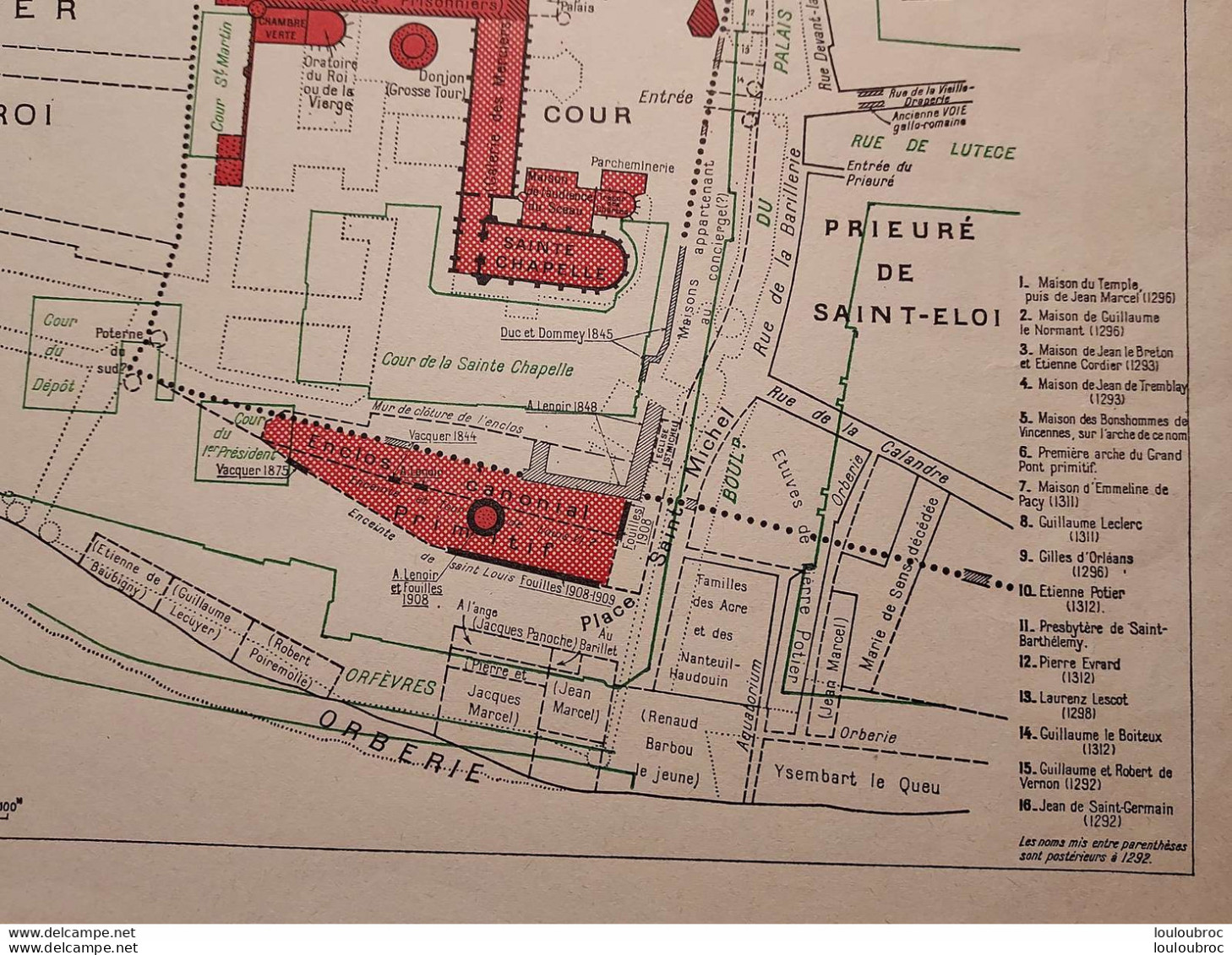 RARE PLAN DU PALAIS DE LA CITE PARIS ET DES MAISONS EXPROPRIEES PAR PHILIPPE LE BEL ETAT VERS 1292 FORMAT 36X22CM - Historische Dokumente