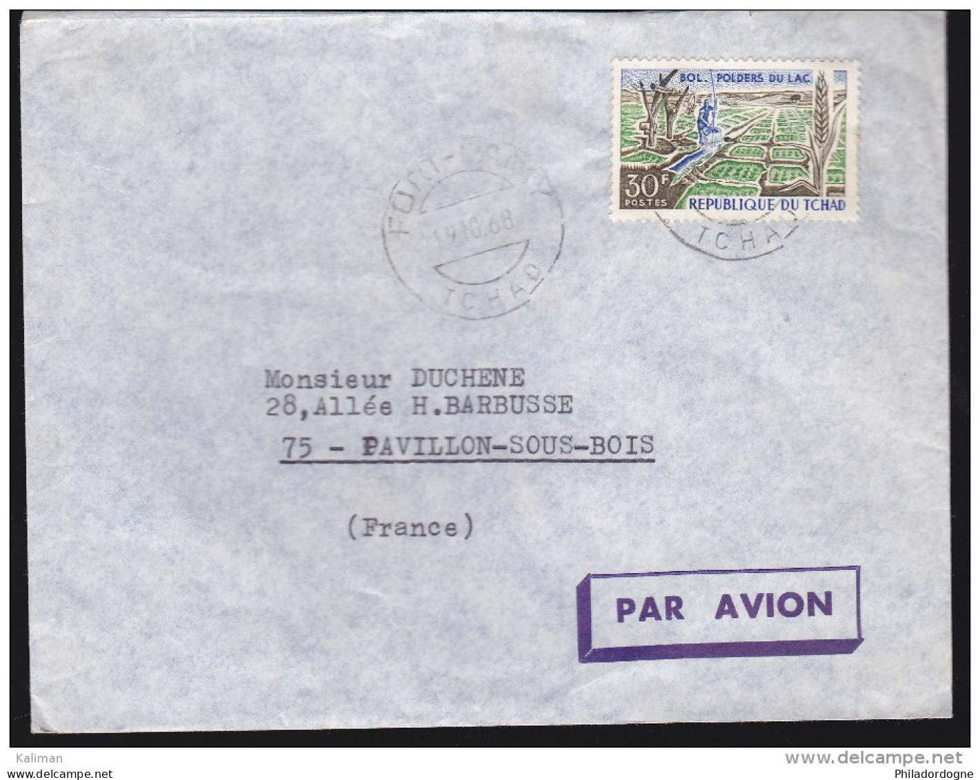 Tchad - Lettre 1968 - Tchad (1960-...)