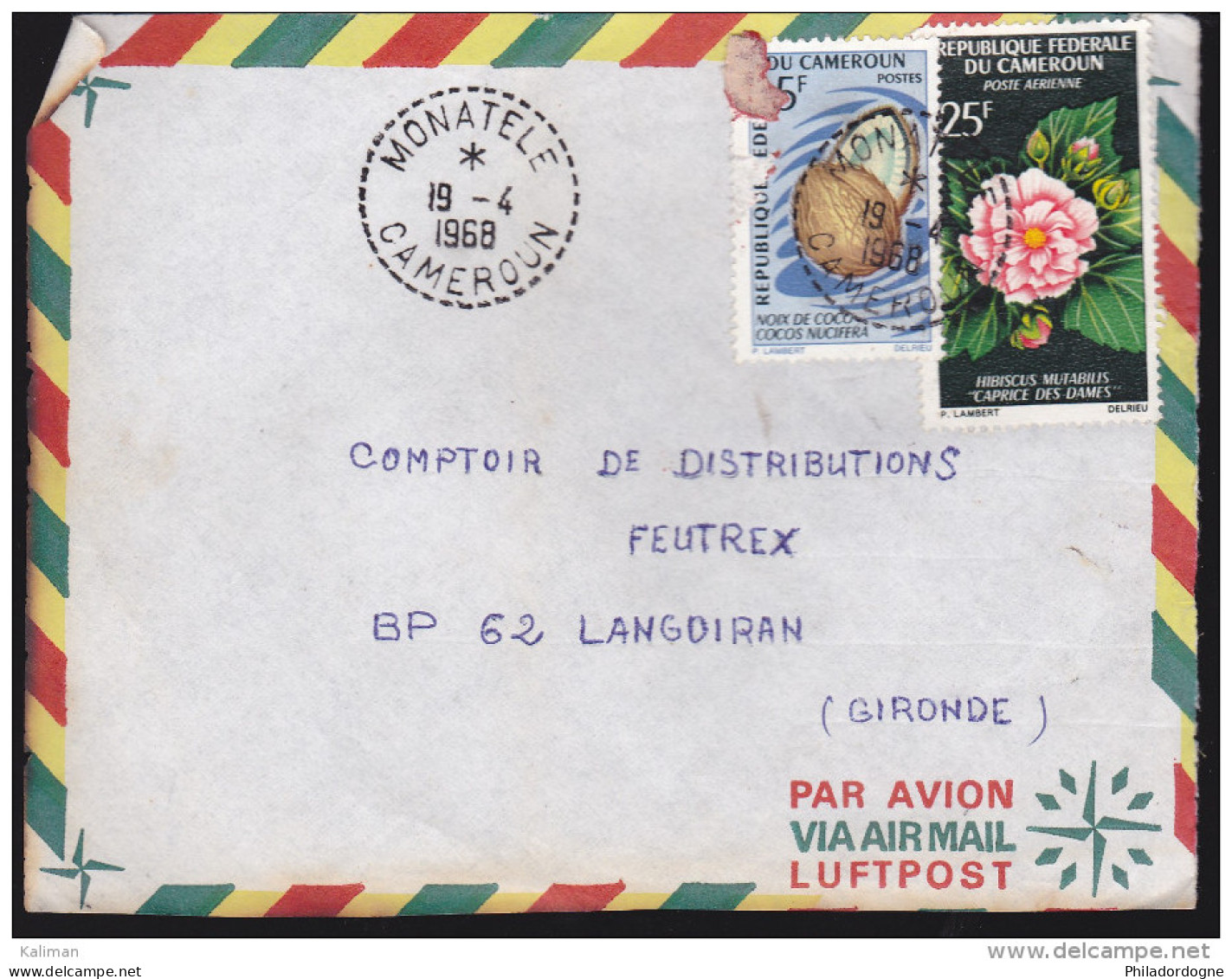 République Fédérale Du Cameroun - Oblitéré 1968 Sur Devant D'enveloppe - Cameroun (1960-...)