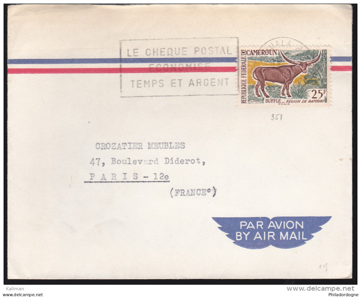 République Fédérale Du Cameroun - N° 351 Oblitéré 1960? Sur Enveloppe - Cameroun (1960-...)