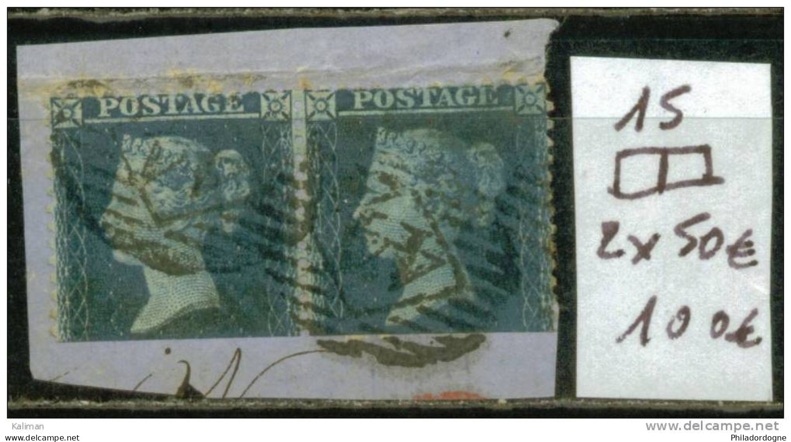 Grande-Bretagne Paire Du N° 15 Oblitérés Sur Fragment - Cote 100 Euros - Prix De Départ 10 Euros - Used Stamps