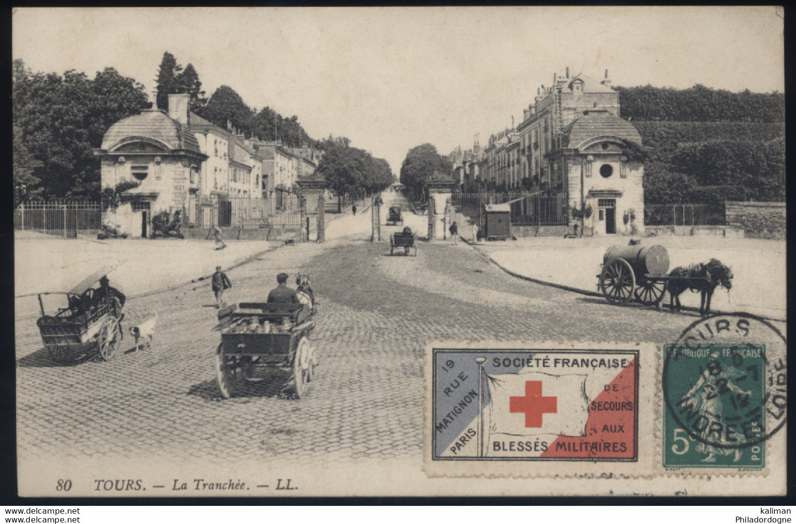 Vignette Société Francaise De Secours Aux Blesses Militaires Sur CPA Tours La Tranchée 22/07/1912 - Red Cross