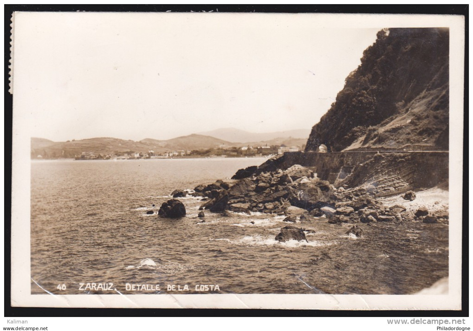 Espagne Carte Postale Zarauz Detalle De La Costa Censura Militar Zarauz 1938 Pour La France - Marques De Censures Nationalistes