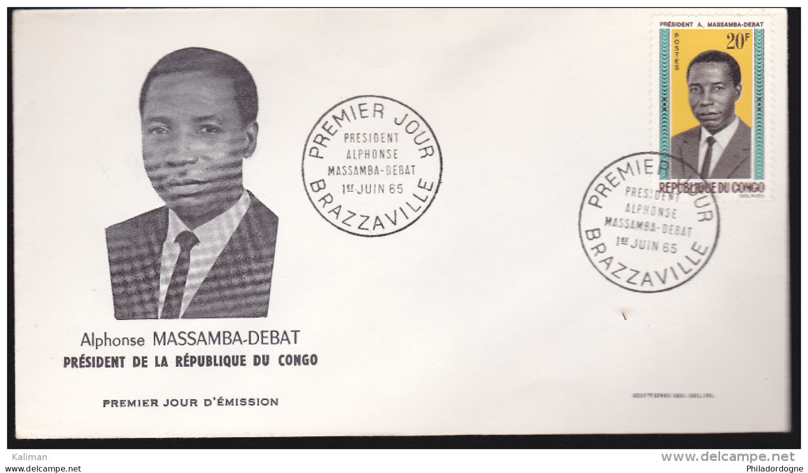 Congo - FDC 1er Jour - 1965 Président Massamba Debat - FDC