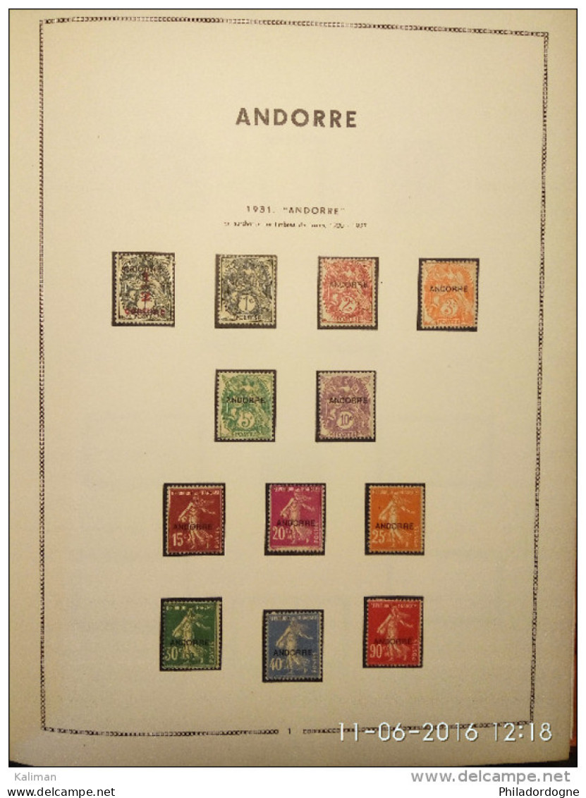 Jolie Collection Andorre 1931/1993 Très Propre -- 1931/1967 Sur Charnière Cote 2500 Euros -- 1968/1993 Pas Comptés - Collections