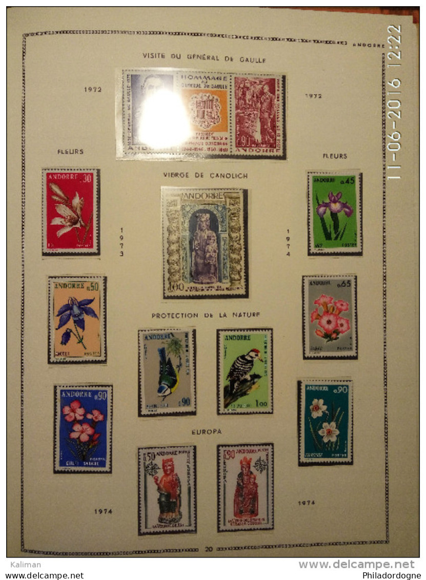 Jolie Collection Andorre 1931/1993 très propre -- 1931/1967 sur charnière cote 2500 euros -- 1968/1993 pas comptés