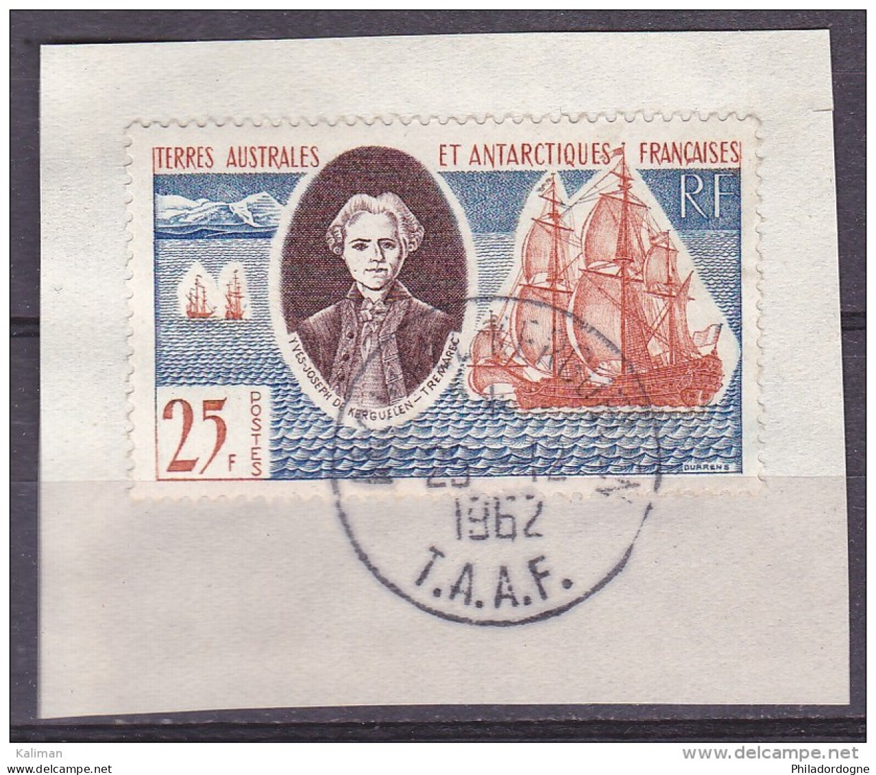 T.A.A.F. - Yvert N° 18 Oblitéré Sur Fragment - Cote 30 Euros - Prix De Départ 9 Euros - Used Stamps