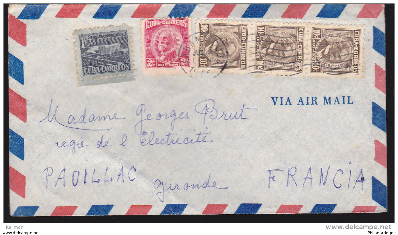 Cuba - Enveloppe Obl. 1955 ? - Storia Postale