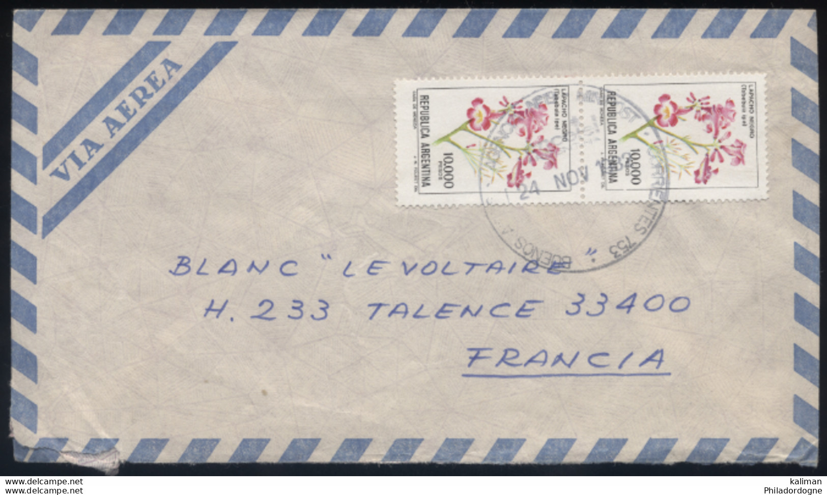 Argentine - LsC Pour France - 24/11/1982 - Lettres & Documents