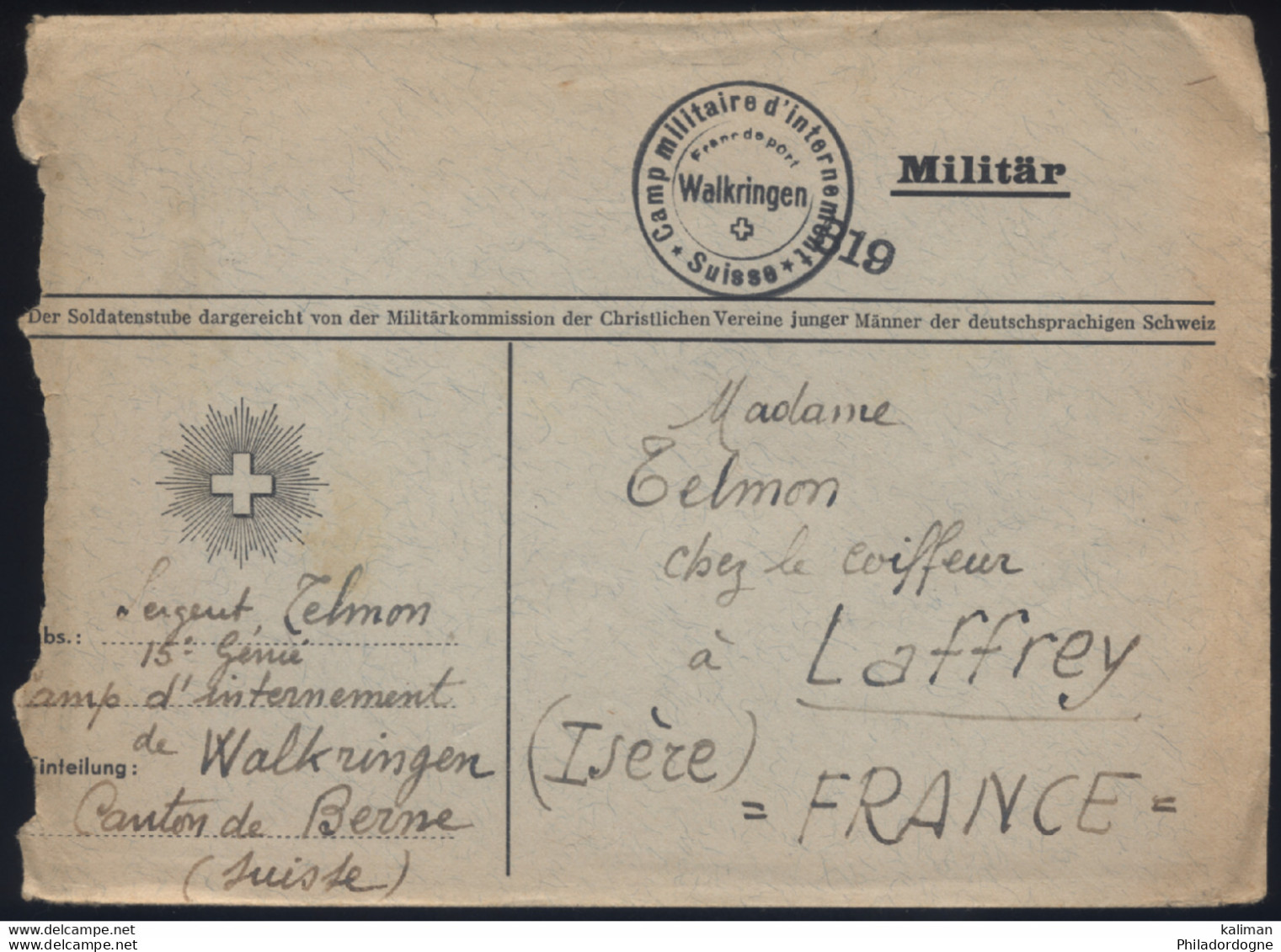 Suisse - LsC En F.M. - Camp Militaire D'internement Walkringen Franc De Port - 15e Génie - 05/05/1940 - Annullamenti